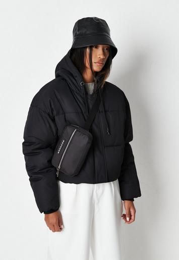 Missguided - Black Cropped Hooded Puffer Coat | Missguided (UK & IE)