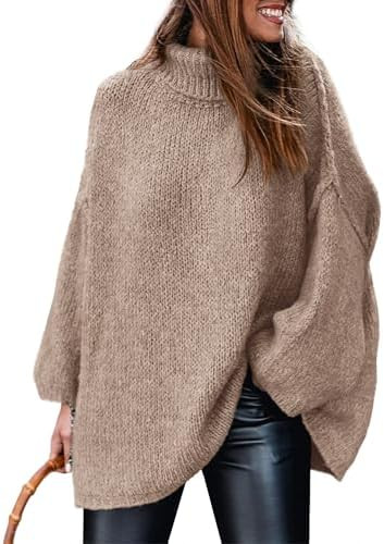 PRETTYGARDEN Women's 2026 Fall Turtleneck Oversized Sweaters Long Sleeve Chunky Knit Pullover Top... | Amazon (US)