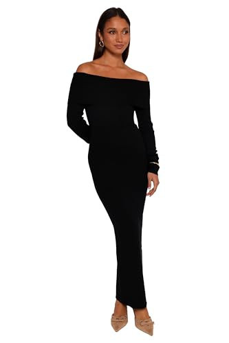 Petal & Pup Women's Archie Off The Shoulder Midi Dress, Black | Amazon (US)