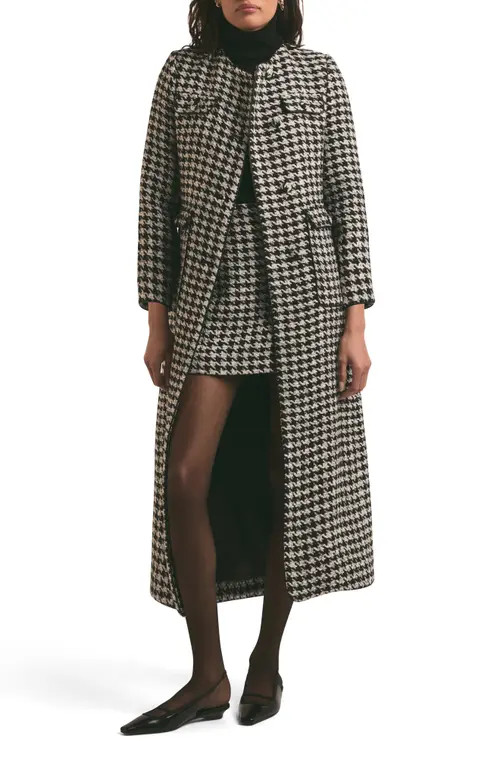 Favorite Daughter The Posh Houndstooth Check Coat in Black/White Hounds at Nordstrom, Size Large | Nordstrom