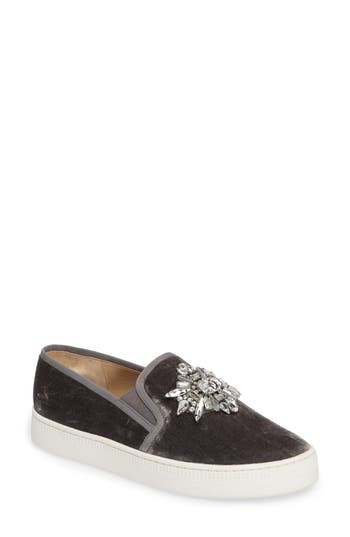 Women's Badgley Mischka Barre Crystal Embellished Slip-On Sneaker, Size 6 M - Grey | Nordstrom
