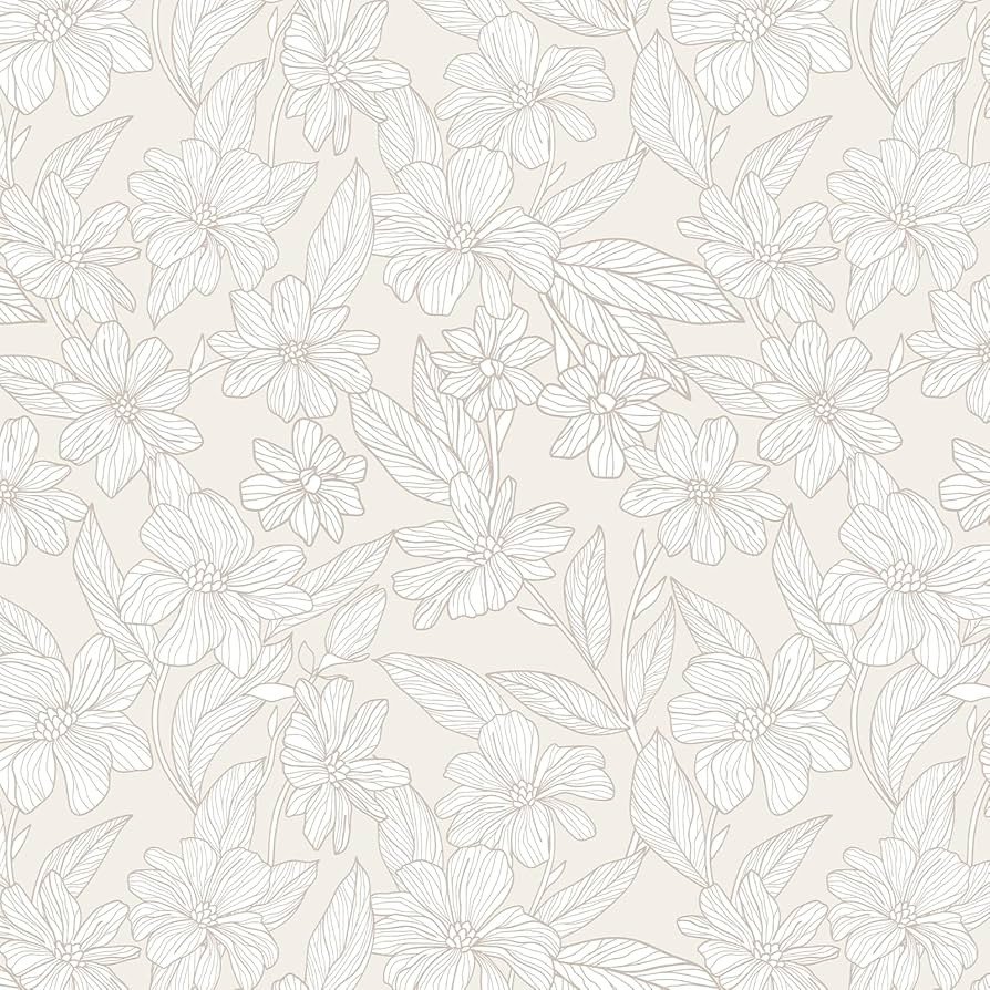Timeet Peel and Stick Wallpaper Vintage Beige Floral Wallpaper Boho Flower Wall Paper Self Adhesi... | Amazon (US)