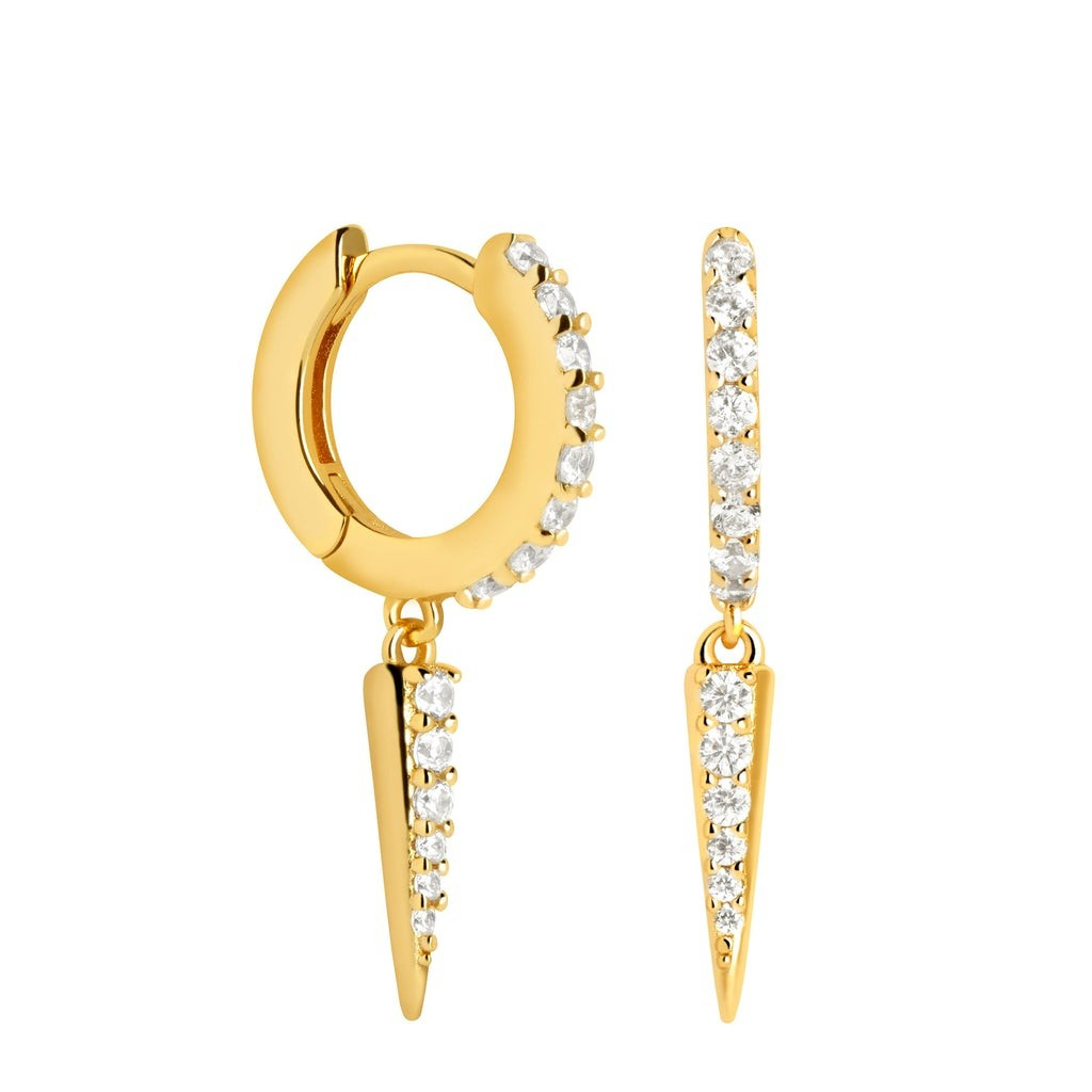 Crystal Spike Huggies in Gold | Astrid and Miyu