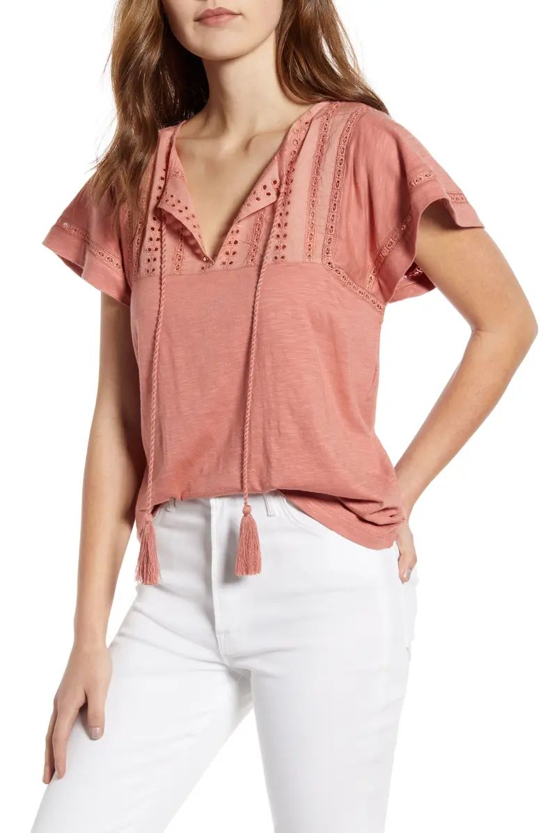 Embroidered Eyelet Knit Top | Nordstrom