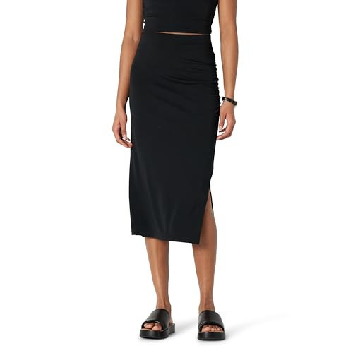 Amazon Essentials Women's Slim-Fit Ruched Matte Jersey Midi Skirt, Black, Small | Amazon (US)