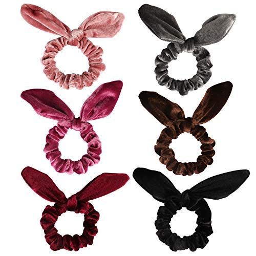 Curasa 6 Pack Bunny Hair Scrunchies Velvet Bobbles Elastic Hair Bands Rabbit Ear Women's Velvet S... | Amazon (US)