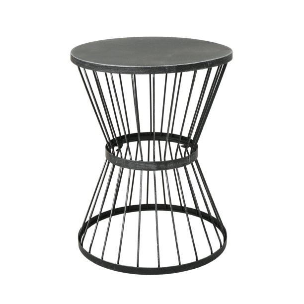 Fern Outdoor 16 Inch Matte Black Iron Side Table - Walmart.com | Walmart (US)
