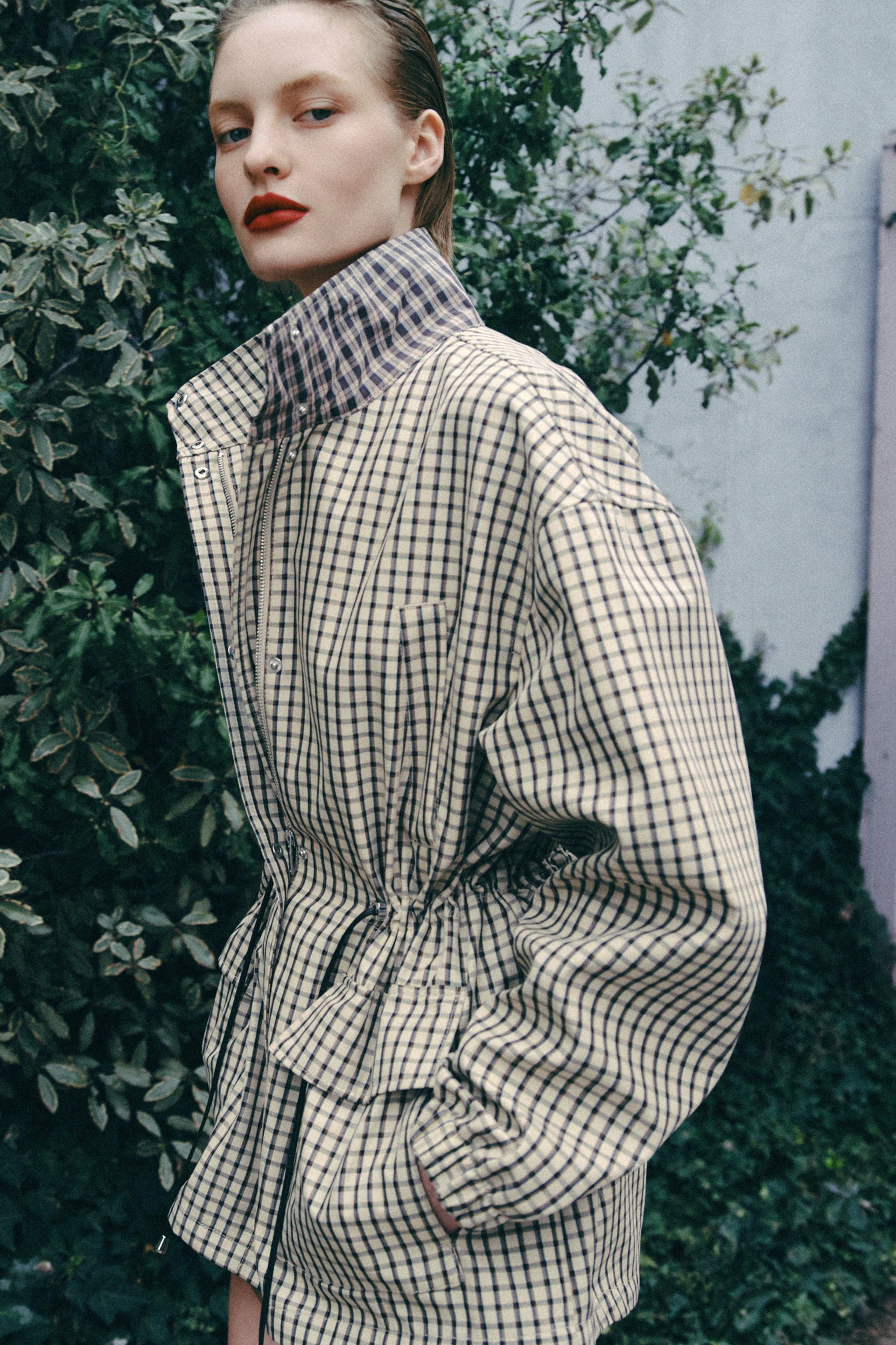 CHECK HIGH-NECK JACKET | Zara UK