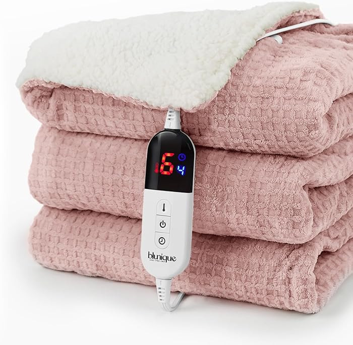 Heated Blanket Electric Throw Waffle, 50x60 Inches Sherpa Fleece Fast Heating Blanket 6 Heating L... | Amazon (US)