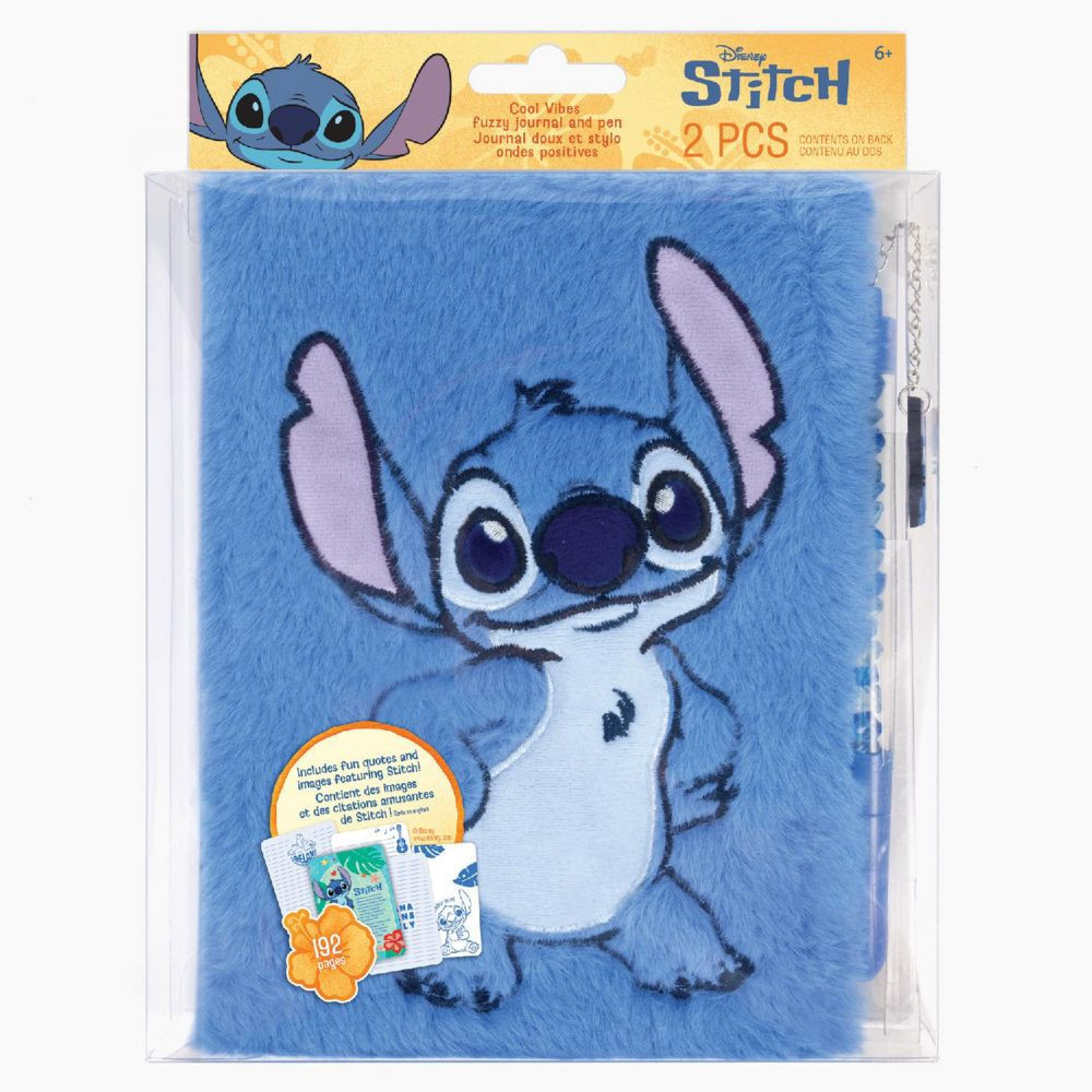 Make It Real: Disney Stitch Fuzzy Journal & Pen - Plush Cover, Charm Pen | Oriental Trading Company
