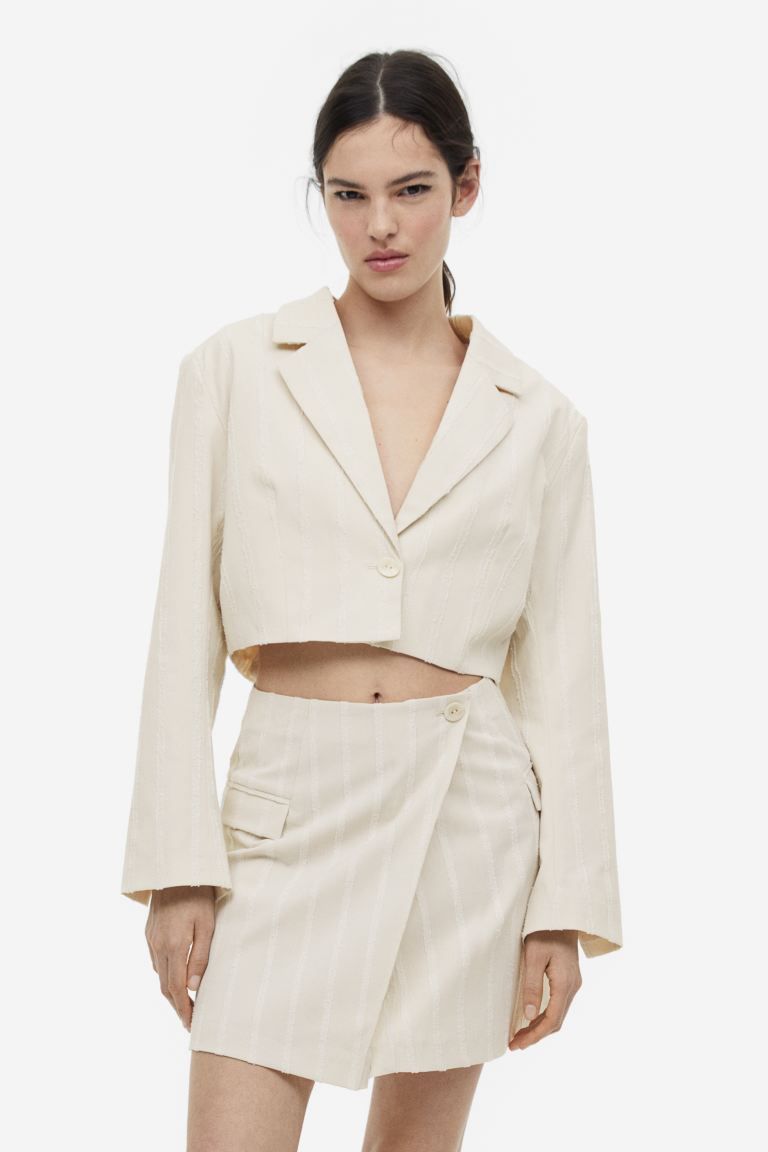 Cropped textured-weave blazer | H&M (US + CA)