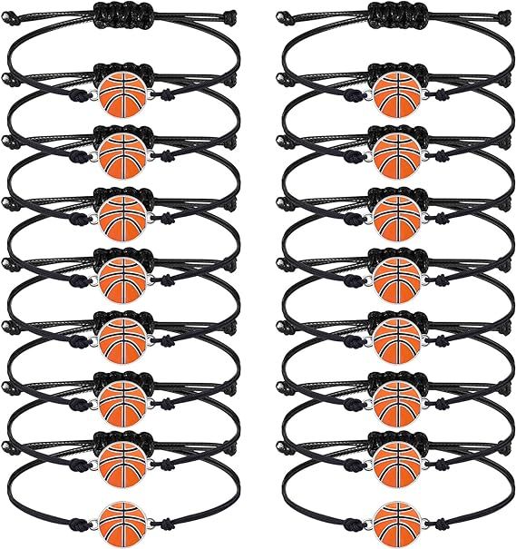 36 Pieces Basketball Bracelet Adjustable Basketball Charm Bracelet Basketball Bracelet Braided Ro... | Amazon (US)