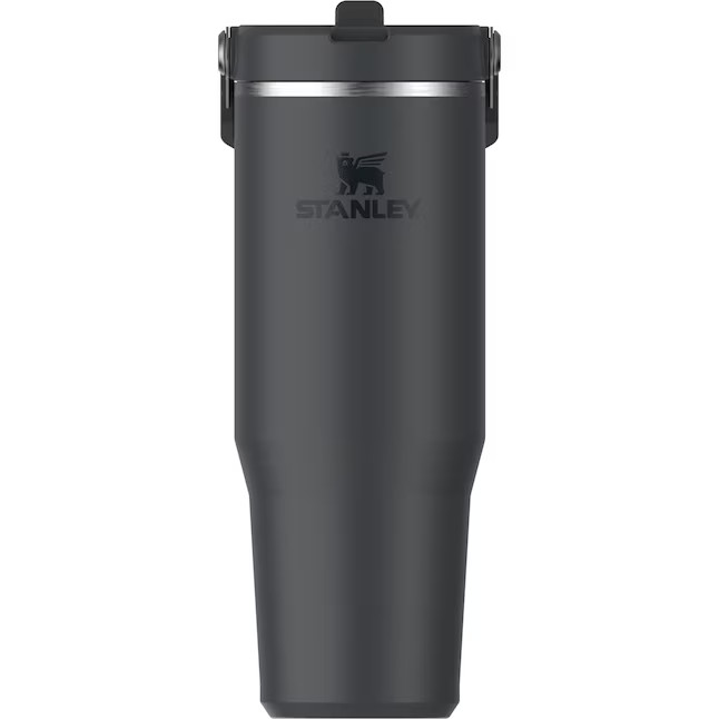 Stanley Iceflow Flip Straw Tumbler 30 -fl oz Stainless steel Insulated Water bottle - Black 2.0 L... | Lowe's