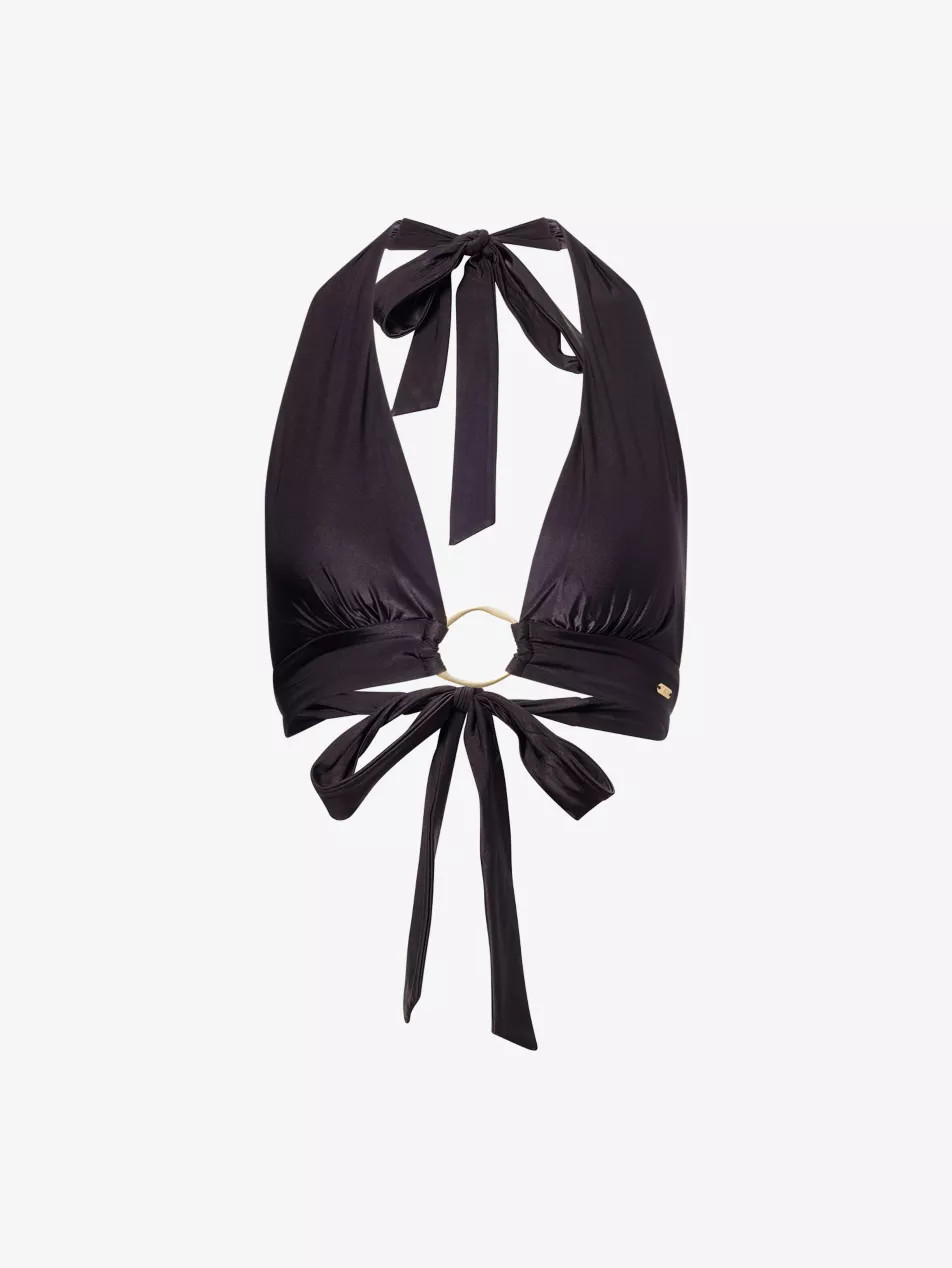 Halter Plunge Ring Bikini Top | Selfridges