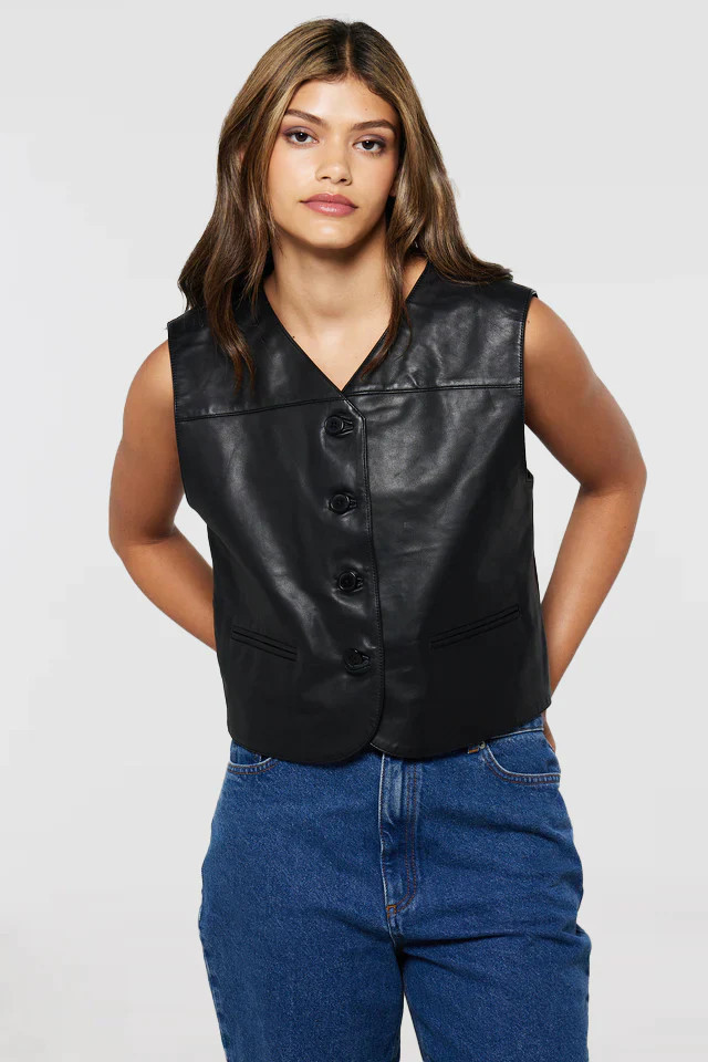 Genesis | Chrome Free Leather Waistcoat in Black | ALIGNE | Aligne UK