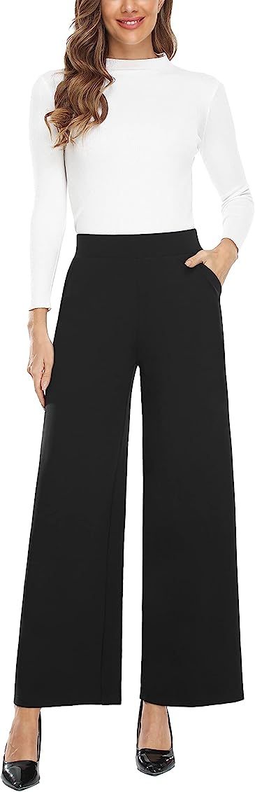 MISS MOLY Women's High Waist Wide Leg Palazzo Pants Business Casual Stretch Trousers Dress Pants | Amazon (US)