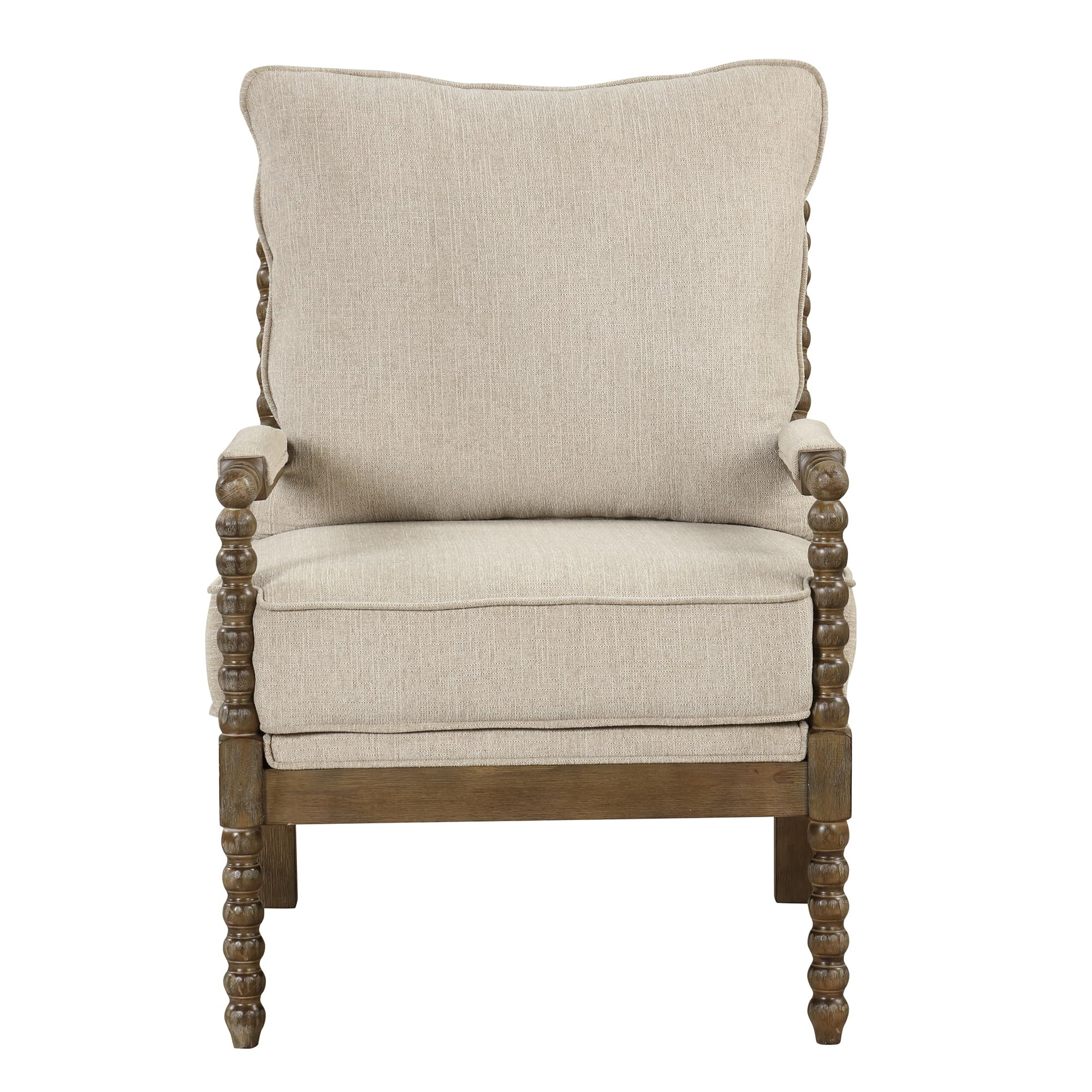 Morden Fort Mid Century Spindle Accent Chair for Living Room, Modern Accent Chair Upholstered Armchair with Thick Cushion and Wood Frame, Reading Chair for Bedroom, Office, Beige | Amazon (US)