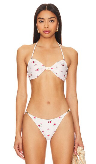 Recycled Printed Emblem Bandeau Bikini Top in Tofu | Revolve Clothing (Global)
