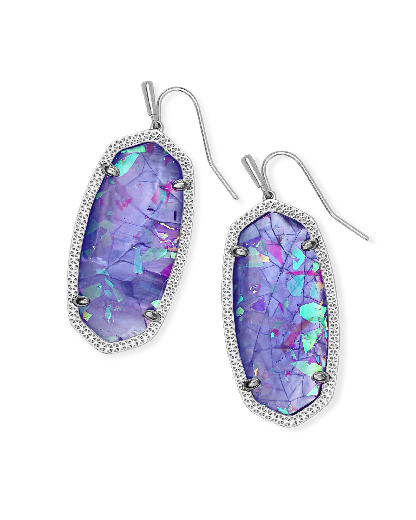 Elle Silver Drop Earrings in Iridescent Lilac Illusion | Kendra Scott