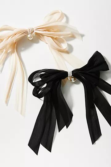 Set of Two Pearl Embellished Bows | Anthropologie (US)