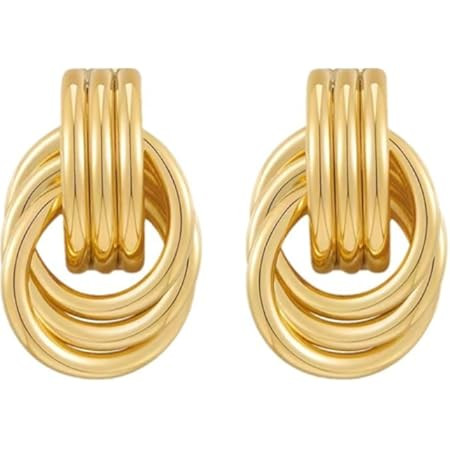 Amazon.com: SHERLOVE Trendy Gold Plated Knot Earrings for Women Chunky Statement Drop Dangle Earr... | Amazon (US)