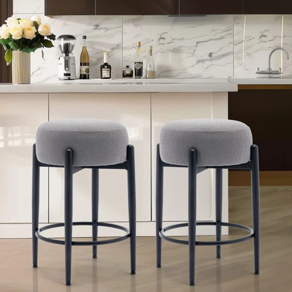Carie 24" Sherpa Upholstered Counter Stool - Soft & Stylish Bar Stool, Multiple Colors, Modern Ki... | Wayfair North America
