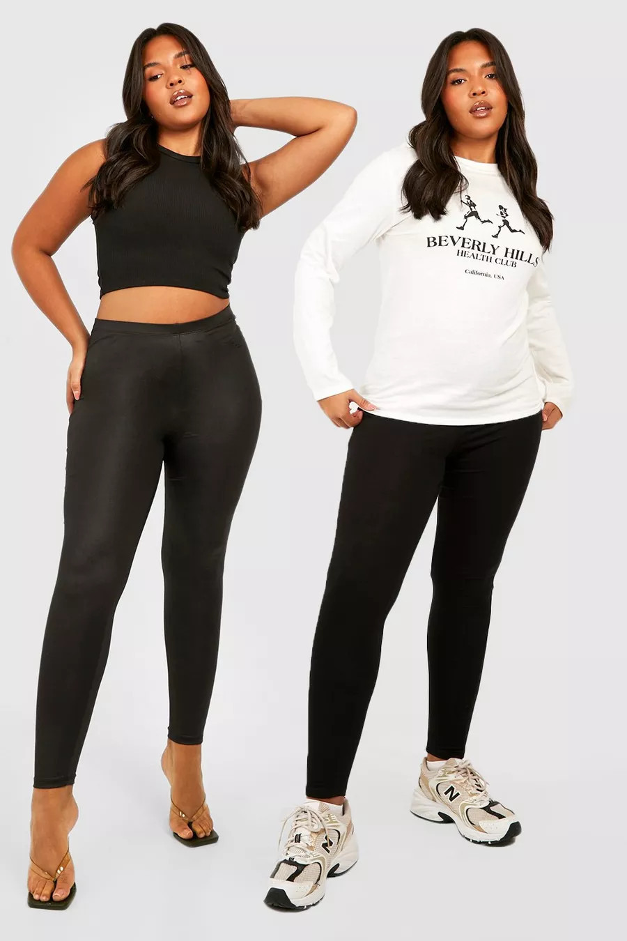 Plus 2 Pack Pu Leggings & Basic Leggings | boohoo (US & Canada)
