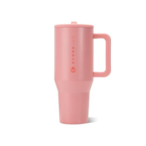 HydroJug Traveler - 40 oz Water Bottle with Handle & Flip Straw - Fits in Cup Holder, Leak Resistant Tumbler-Reusable Insulated Stainless Steel & Rubber Base - Gifts for Women & Men, Tulip | Amazon (US)