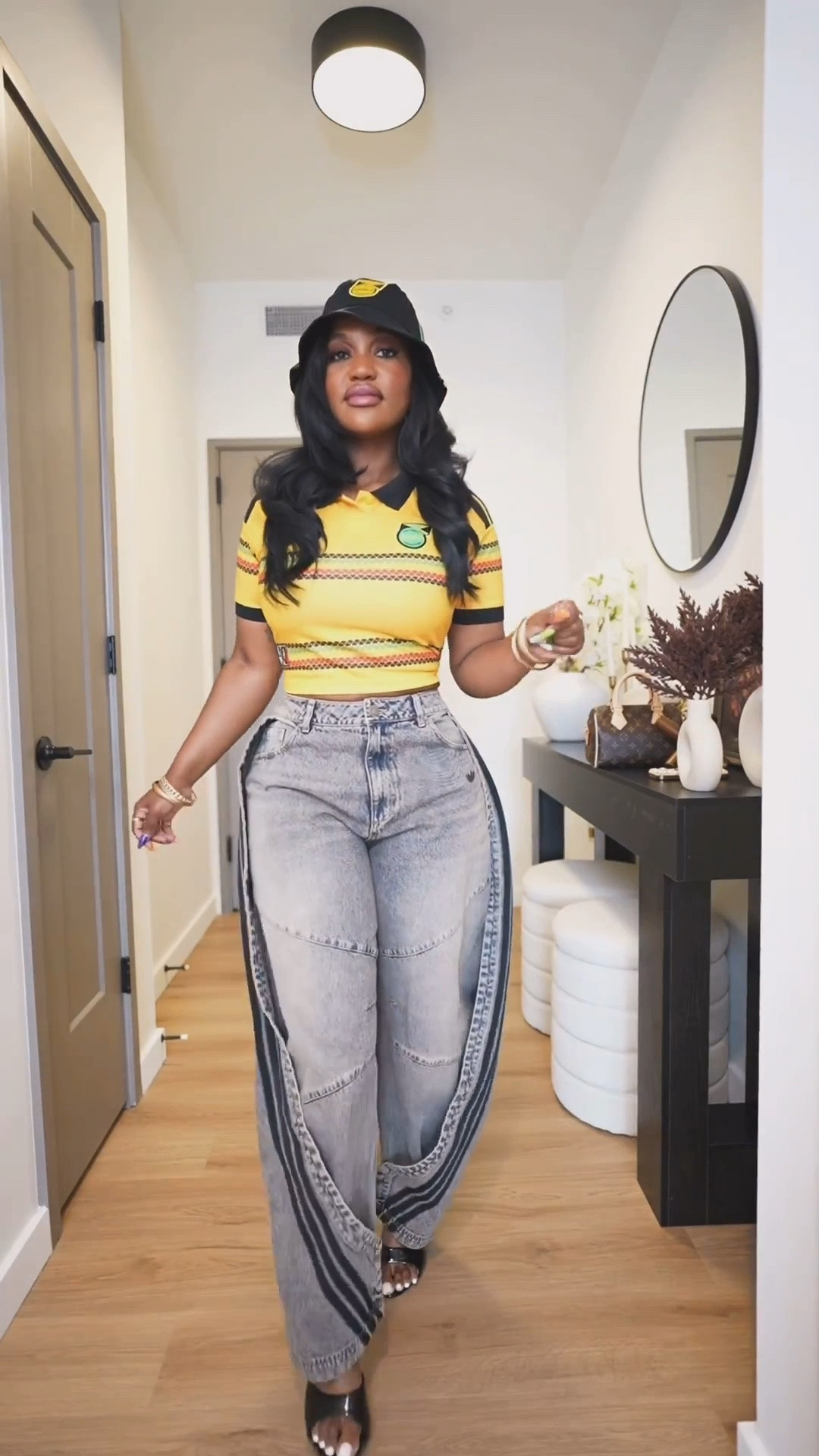 Okayyy this jersey look might be one of my favorites 🇯🇲✨ I love how sporty but still cute and effortless it feels. Paired it with relaxed denim and the bucket hat for an easy everyday look that still makes a statement 👏🏽

The fit on these jerseys is sooo good — lightweight, comfy, and perfect for summer styling. Definitely one of those pieces you can wear a hundred different ways depending on your vibe 🤍 Wearing a medium in the jersey and 28/30 in the jeans.

#adidasstyle #sportystyle #jerseyoutfit #casualstyle #streetstyle #denimlook #summeroutfits #LTKootd #adidasoriginals #everydaystyle

#LTKgrwm #LTKootd #LTKSeasonal