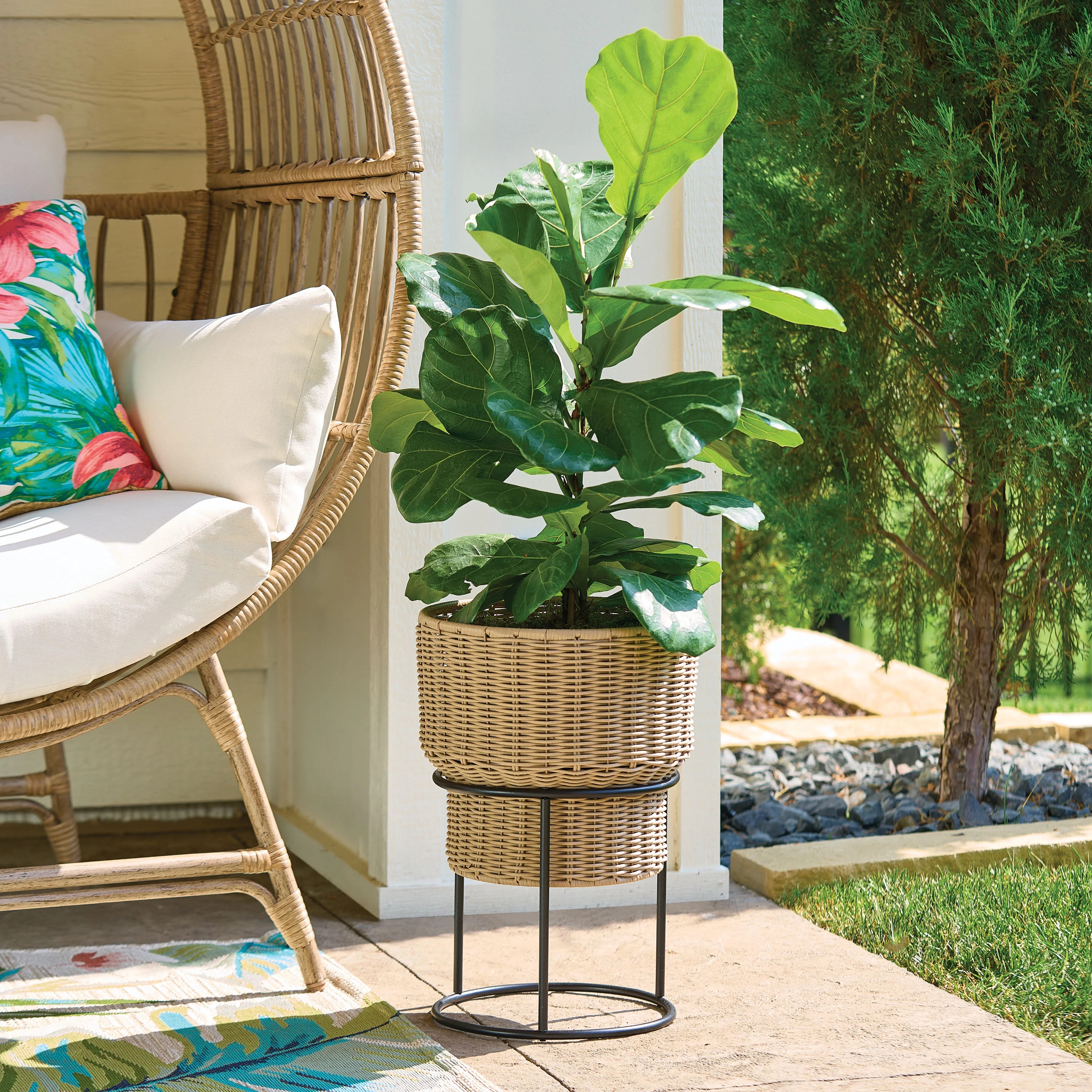 Better Homes & Gardens 12 inch Celeste Resin Planter with Metal Stand, Indoor or Outdoor Use | Walmart (US)