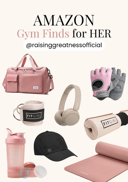 Discover top-notch fitness essentials on Amazon! Elevate your workout with a spacious yoga duffel bag, wireless Bluetooth headphones, ankle strap for cable machines, shaker bottle, squat pad, yoga mat, breathable hat, and workout gloves. Explore these must-have gym finds now! 💪✨