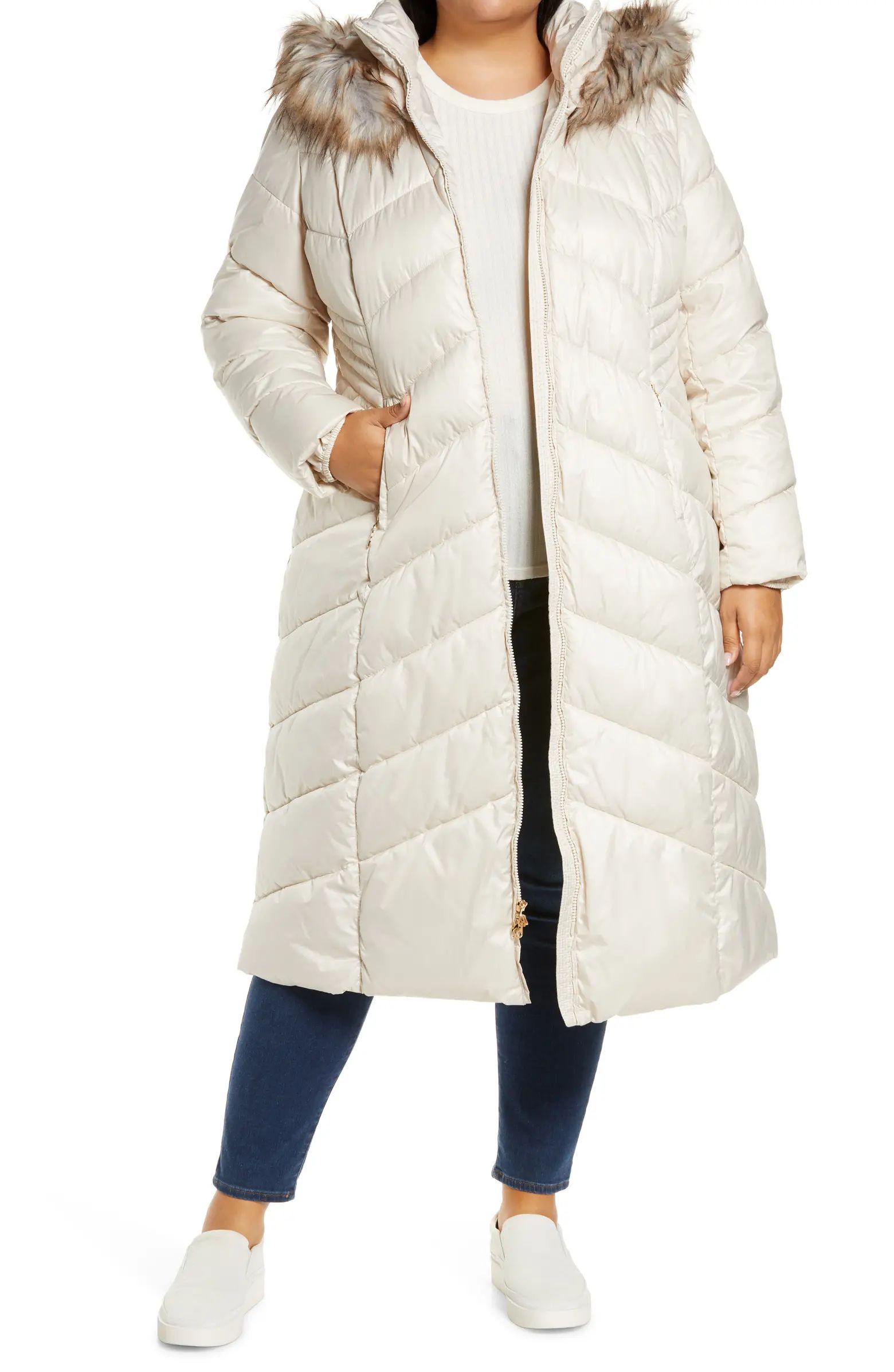 Long Quilted Parka with Faux Fur Trim | Nordstrom