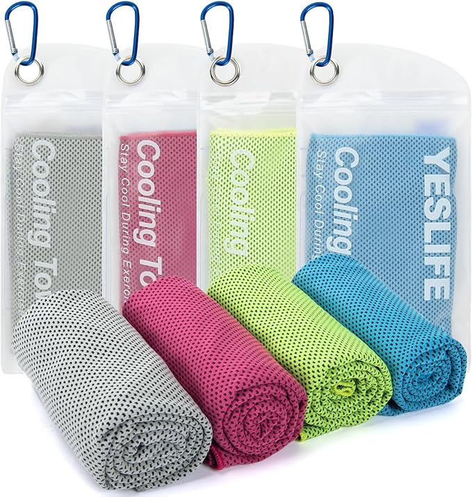 YESLIFE 4 Pack Cooling Towel 40"x12", Gym Towels for Men and Women, Soft Breathable Workout Towel... | Amazon (US)