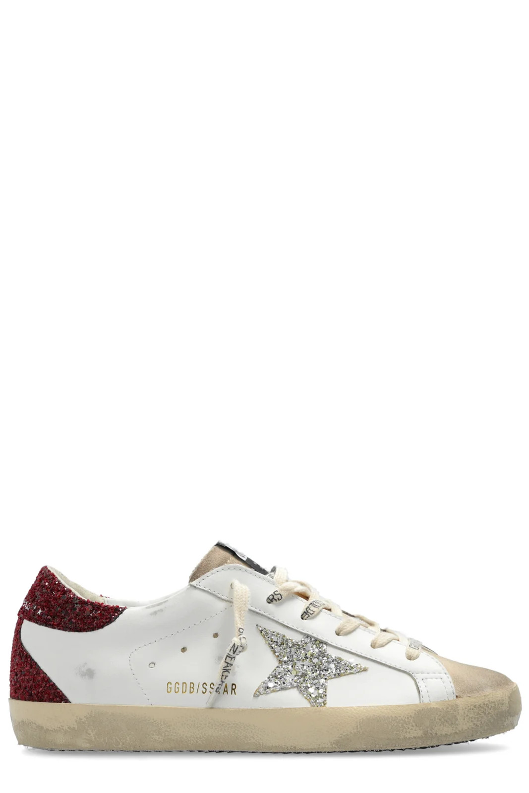 Golden Goose Deluxe Brand Super Star Glittered Lace-Up Sneakers | Cettire Global