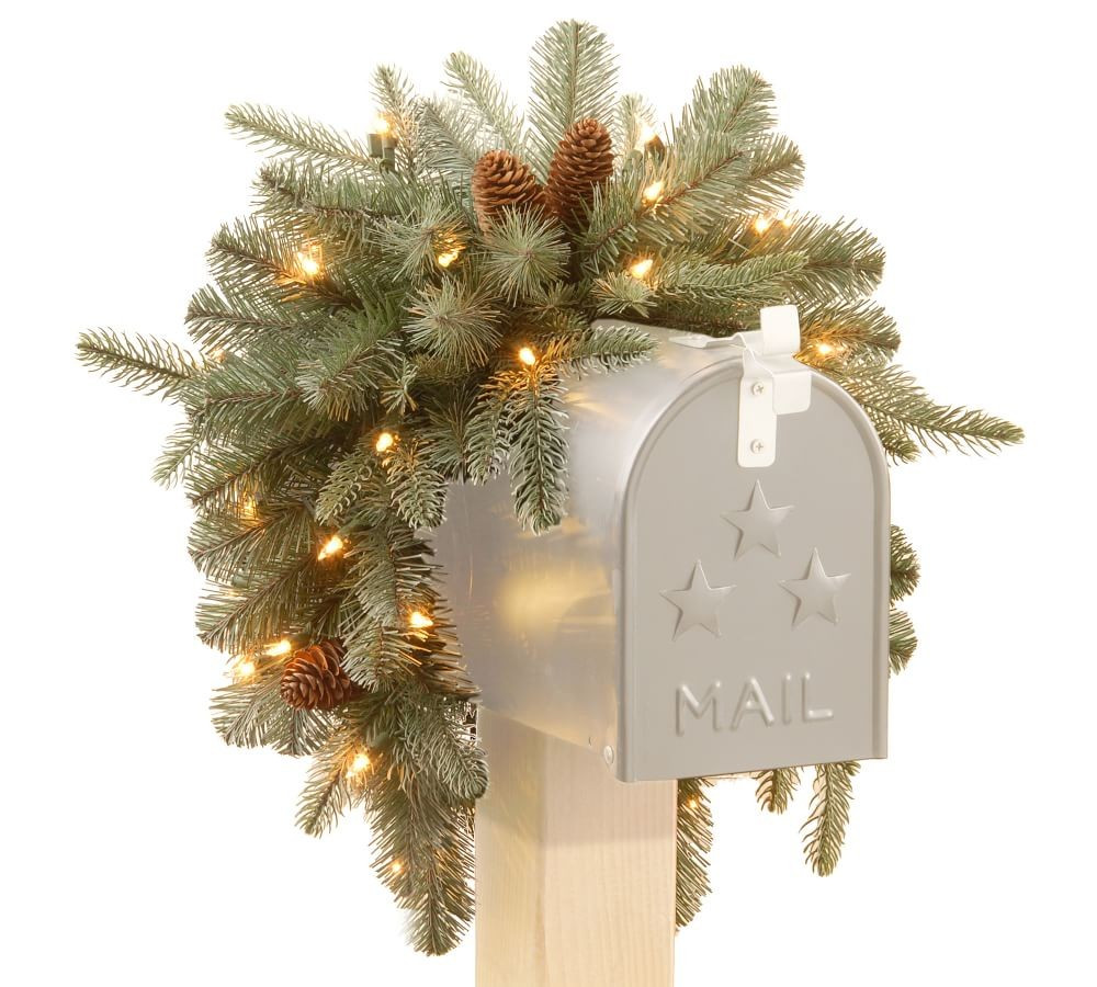 Pre-Lit LED Faux Arctic Spruce Mailbox Swag | Pottery Barn (US)
