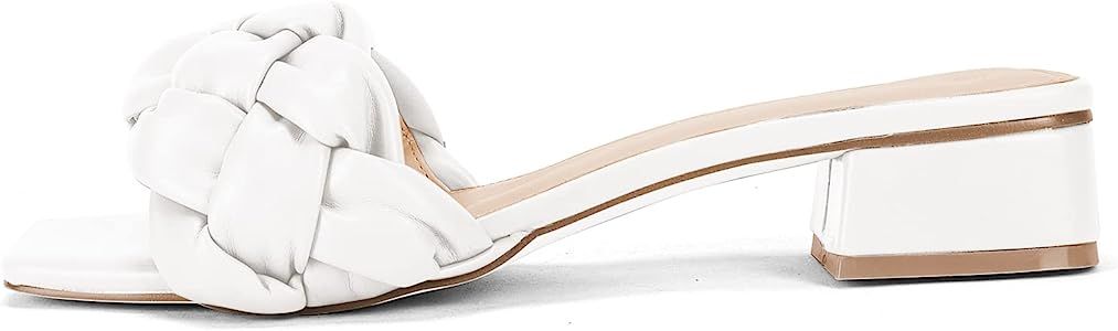 VETASTE Braided Sandals For Women, Block Heel Square Open Toe Slide Sandals Dressy Summer Casual ... | Amazon (US)