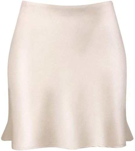 Mini Skirts for Women Satin High Elastic Waist Ruffle Bodycon Short Skirt | Amazon (US)