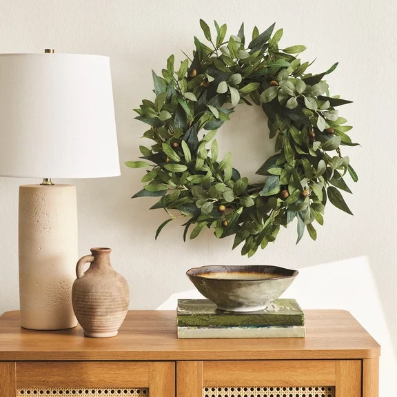 Better Homes & Gardens 18" Artificial Olive Stems Wreath, Polyester. | Walmart (US)