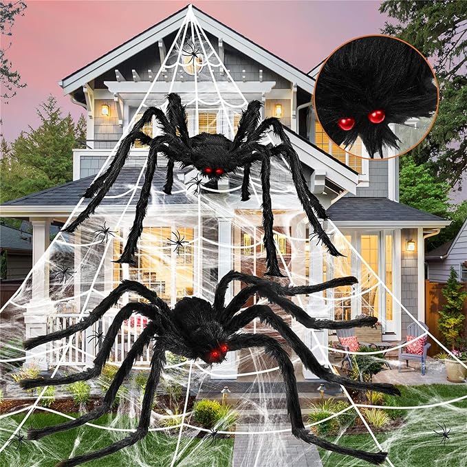 Amazon.com: 276" Spider Webs Halloween Decorations Outdoor, 79" Giant Spider 50" Large Scary Fake... | Amazon (US)