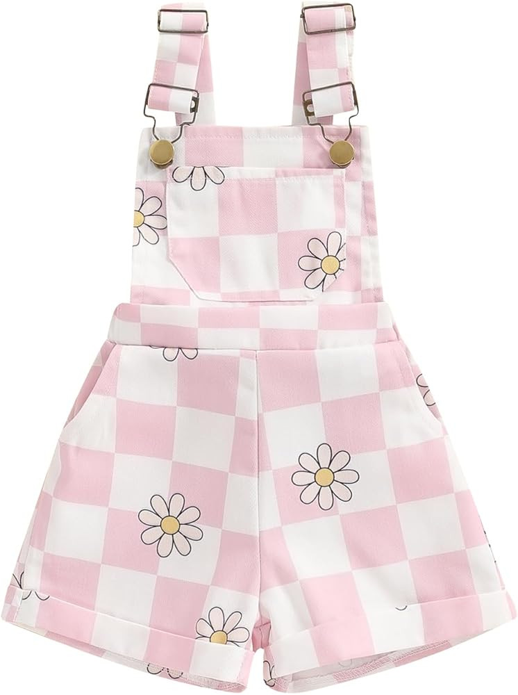 Toddler Baby Girl Sunflower Print Overalls Shorts with Pocket Suspender Trousers Cute Summer Clot... | Amazon (US)