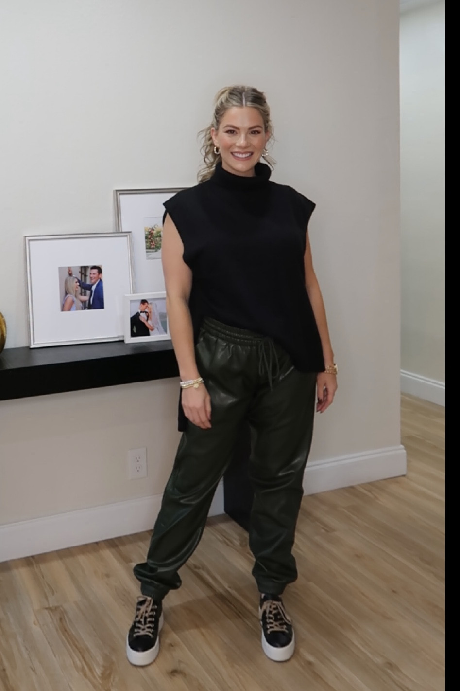 Edgy yet comfy fall outfit. High low mock neck sweater available in mocha and black paired with softly lined vegan faux leather joggers available in olive, brown, and black 30% off now at Noli Shop Use code Black Friday  50sarah for 50% off Victoria Emerson 

#LTKstyletip #LTKSeasonal #LTKsalealert