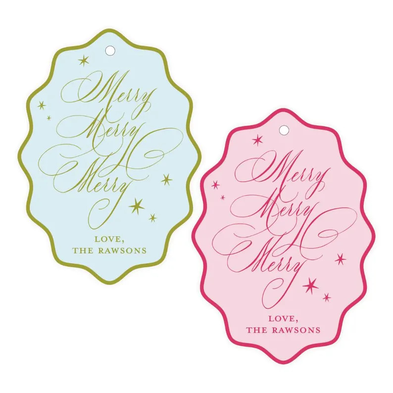 Merry Merry XL Wavy Oval Gift Tags, Christmas Personalized Tags, Choose Your Color Customize Tags... | Etsy (US)