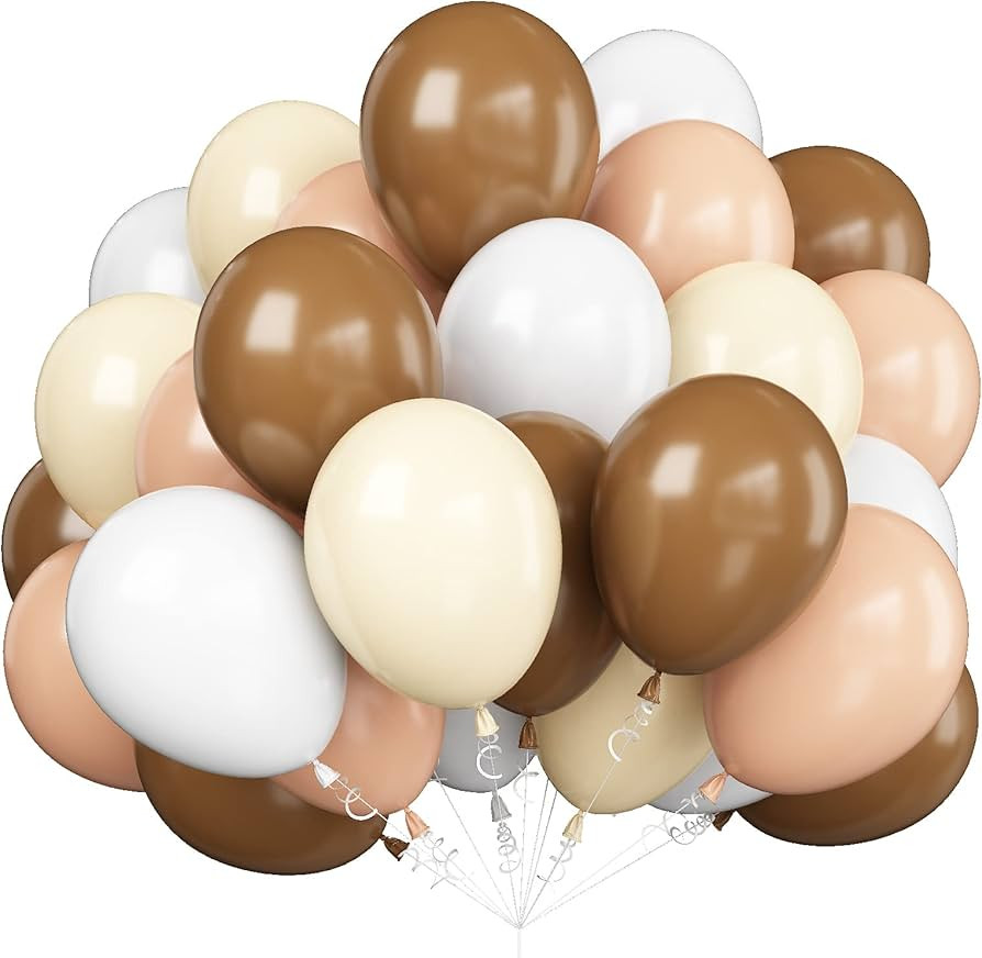 Brown Balloons, 12inch 50pcs Neutral Balloons Coffee Brown Balloons Blush Nude White Balloons for... | Amazon (US)