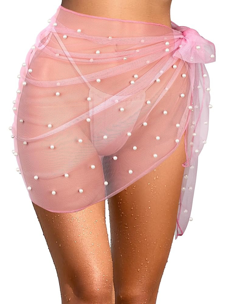 Geyoga Women's Gauze Pearl Sarong Coverup Bathing Suit Wrap Swimwear Skirt Swim Beach Wrap Cover ... | Amazon (US)