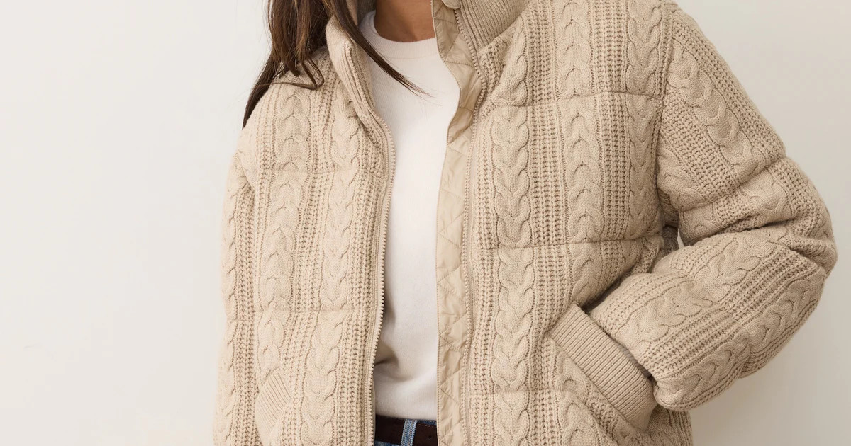 Alba Cable Knit Puffer | Marine Layer