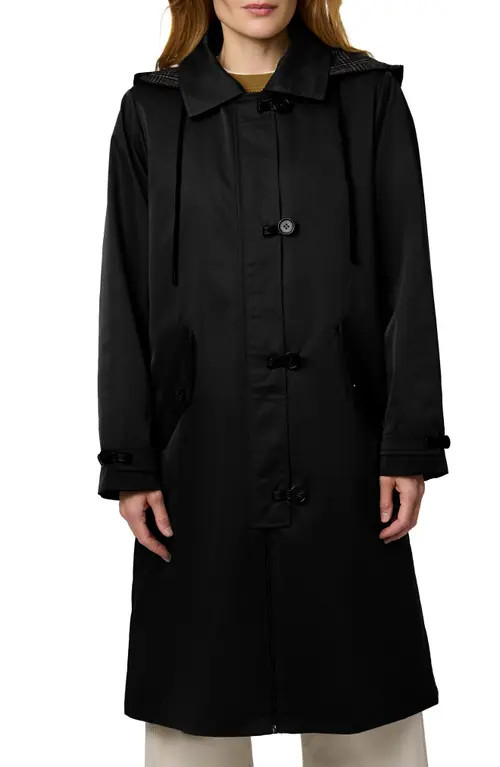 Bernardo Longline Hooded Raincoat in Black at Nordstrom, Size Large | Nordstrom