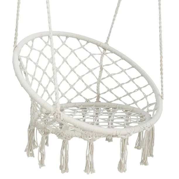 ZENSTYLE Beige Hanging Cotton Rope Macrame Hammock Chair Swing Outdoor Home Garden 300lbs | Walmart (US)