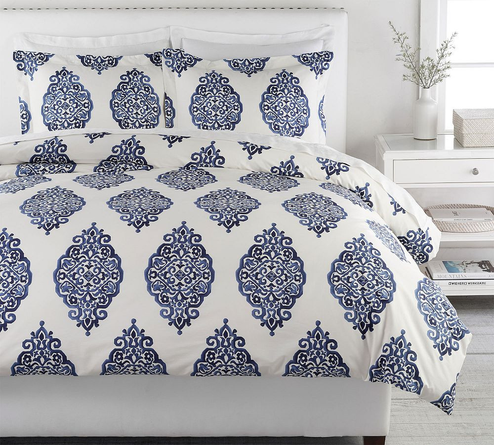 Asher Medallion Percale Duvet Cover | Pottery Barn (US)