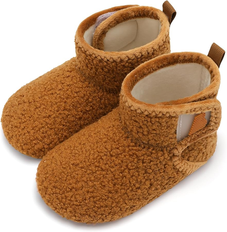 BARERUN Toddler Slippers Girls Boys House Shoes Baby Winter Booties Plush Cozy Kids House Slipper... | Amazon (US)