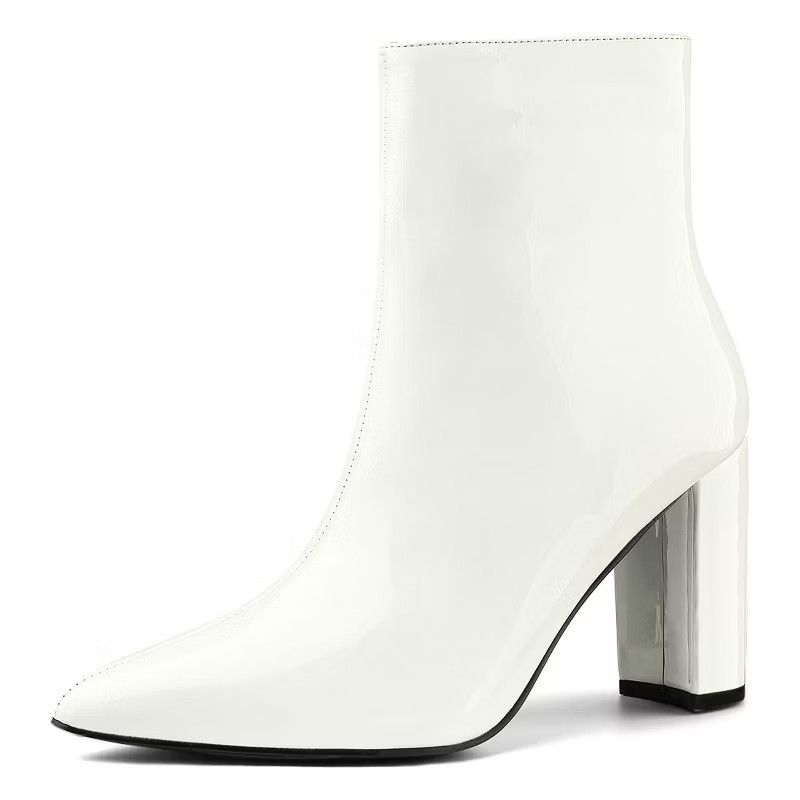 Allegra K Women's Chunky Heel Pointed Toe Zipper Ankle Boots | Target